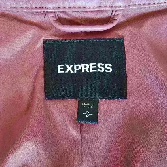 ✨Like New✨ Express Vegan Leather Mixed Media Jacket, Mauve , Size Small - Picture 4 of 6